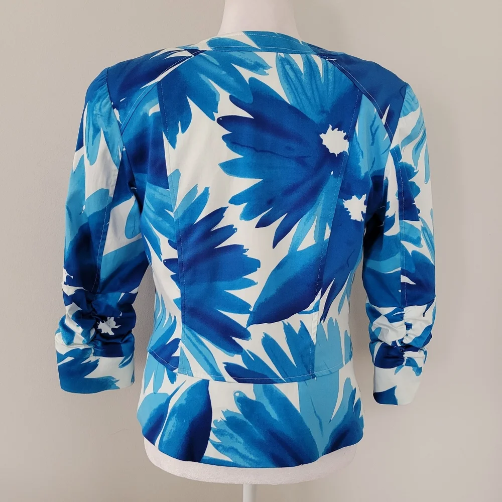 VTG Coldwater Creek Lightweight Jacket Women SIZE 6 Zip Up Peplum Coastal Floral